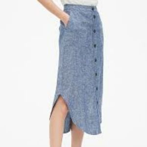 NWT Gap button front midi skirt linen cotton